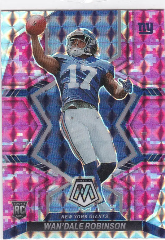 Panini Pink Mosaic Wan’Dale Robinson NY Giants football trading card with pink mosaic background