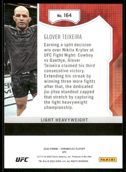 Trading card featuring MMA fighter Glover Teixeira from Panini Playoff UFC series