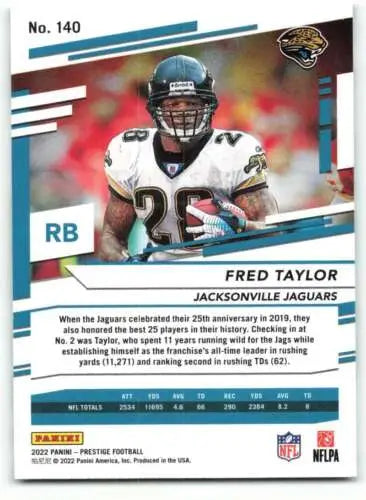 Fred Taylor 2022 Panini Prestige #140 football card featuring original gloss finish