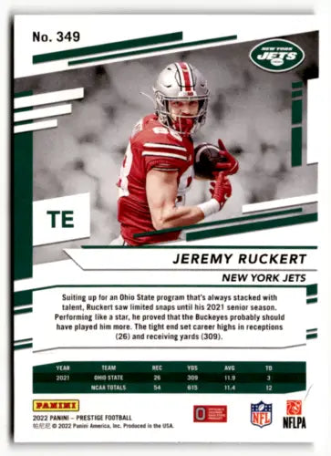 2022 Panini Prestige #349 Jeremy Ruckert NM Mint RC Rookie Football Trading Card