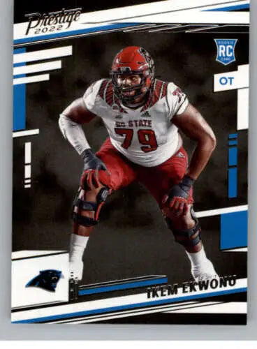 Ikem Ekwonu football card from 2022 Panini Prestige with original gloss finish