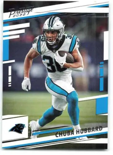 Chuba Hubbard football card from 2022 Panini Prestige with original gloss finish