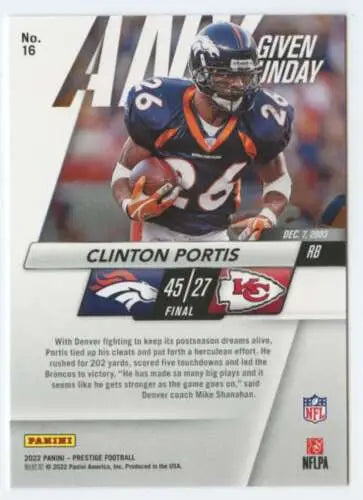 Clinton Portis football card from 2022 Panini Prestige with original gloss and NM-MT condition