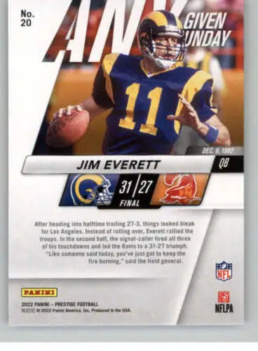 Jim Everett football card from 2022 Panini Prestige with original gloss, LA Rams