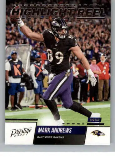 Football trading card of Mark Andrews in original gloss from Panini Prestige Highlight Reel