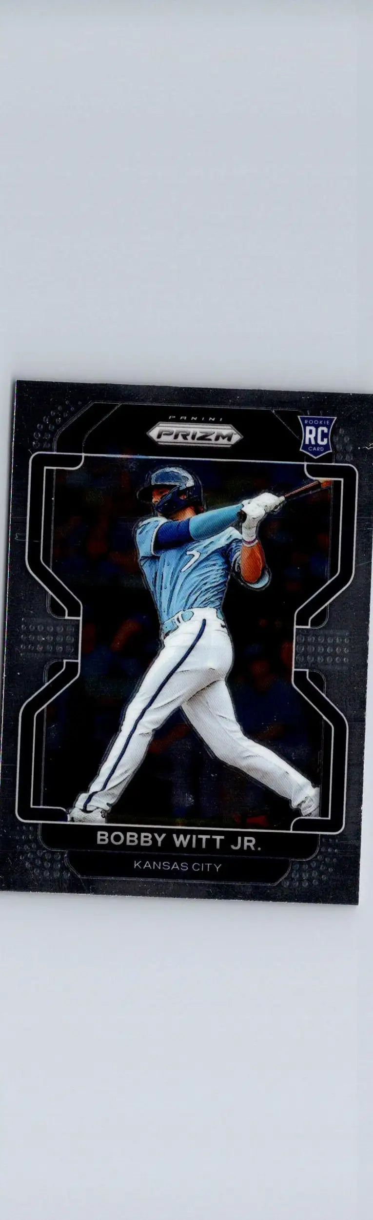 2022 Panini Prizm Bobby Witt Jr. baseball card showcasing Bobby Witt, rookie card