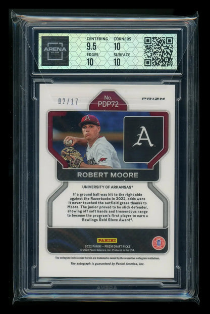 2022 Panini Prizm DP Power Plaid Prizm Robert Moore #PDP72 Autograph 02/17 AC 10 - Trading Card