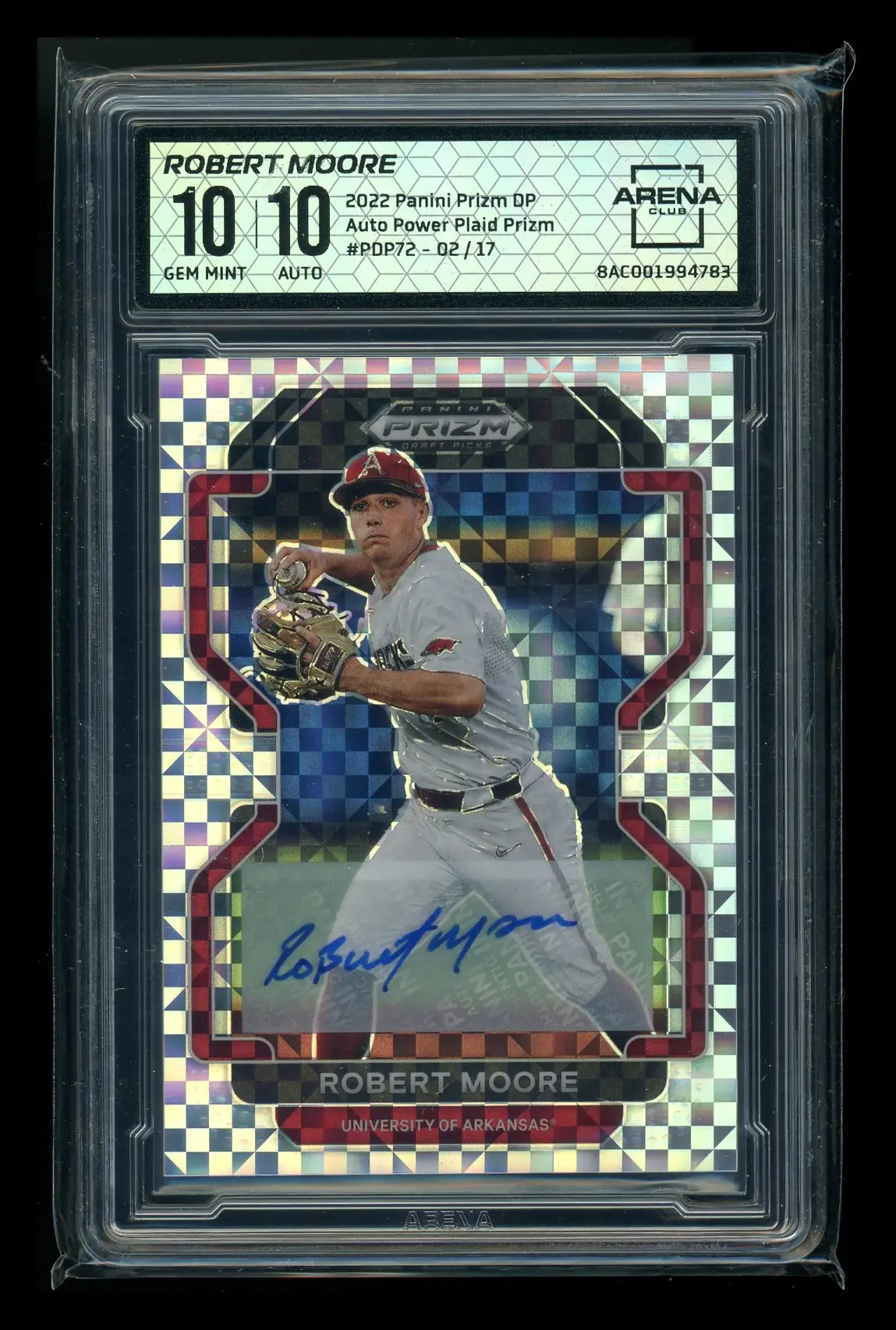 2022 Panini Prizm DP Power Plaid Prizm Robert Moore #PDP72 Autograph 02/17 AC 10 - Trading Card