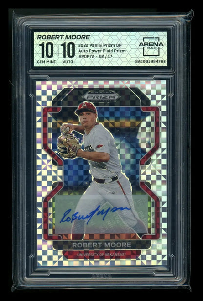 2022 Panini Prizm DP Power Plaid Prizm Robert Moore #PDP72 Autograph 02/17 AC 10 - Trading Card