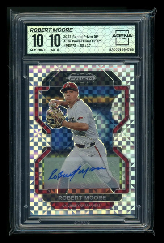 2022 Panini Prizm DP Power Plaid Prizm Robert Moore #PDP72 Autograph 02/17 AC 10 - Trading Card
