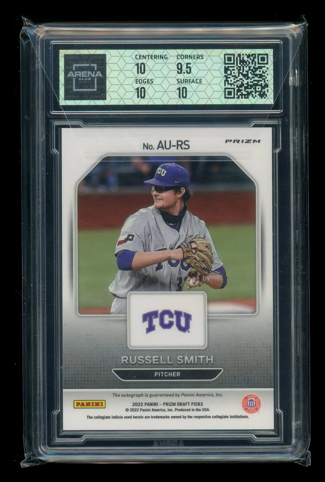 2022 Panini Prizm Draft Picks Russell Smith #AU-RS Auto Baseball Arena Club 10 - Baseball Card