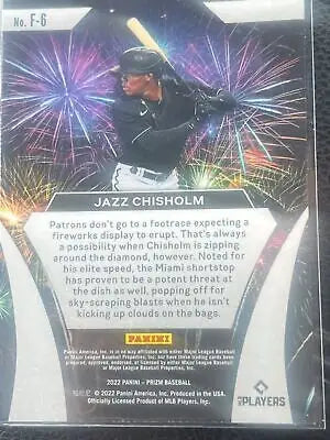 Jazz Chisholm baseball card from 2022 Panini Prizm Jazz Fireworks Set #6