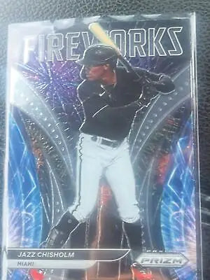 Jazz Chisholm baseball card from 2022 Panini Prizm Fireworks Set #6