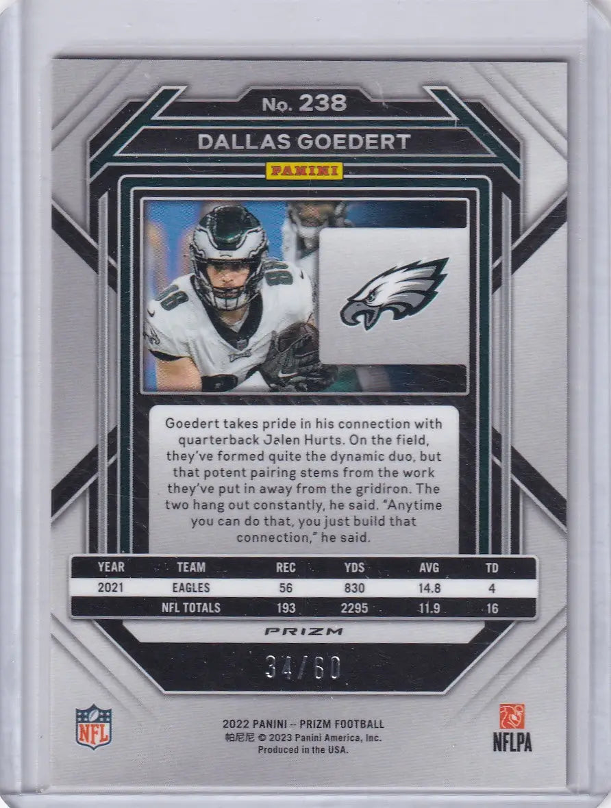 2022 Panini Prizm Orange Wave 34/60 #238 Dallas Goedert - Philadelphia Eagles