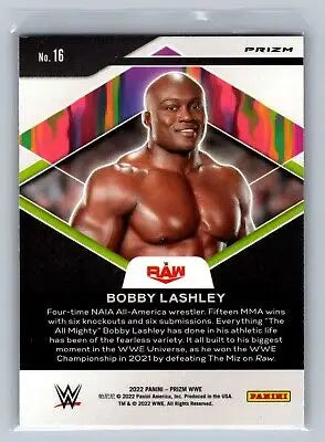Bobby Lashley Fearless Green Prizm card from 2022 Panini Prizm WWE collection