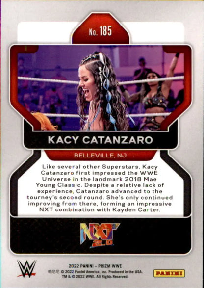 Kacy Catanzaro in a purple-lit ring on 2022 Panini Prizm WWE trading card