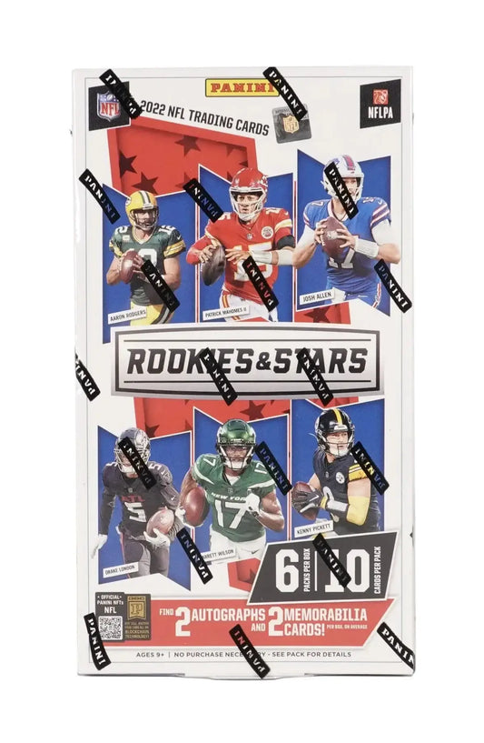 2022 Panini Rookies & Stars football card box with great American signatures and high octane memorabilia