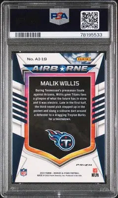 Graded Malik Willis 2022 Panini Rookies & Stars Airborne Red Plaid Card in Slab
