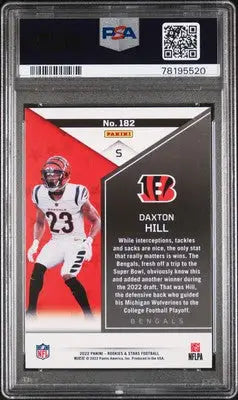 Graded Daxton Hill football trading card from Panini Rookies Stars Daxton Hill series