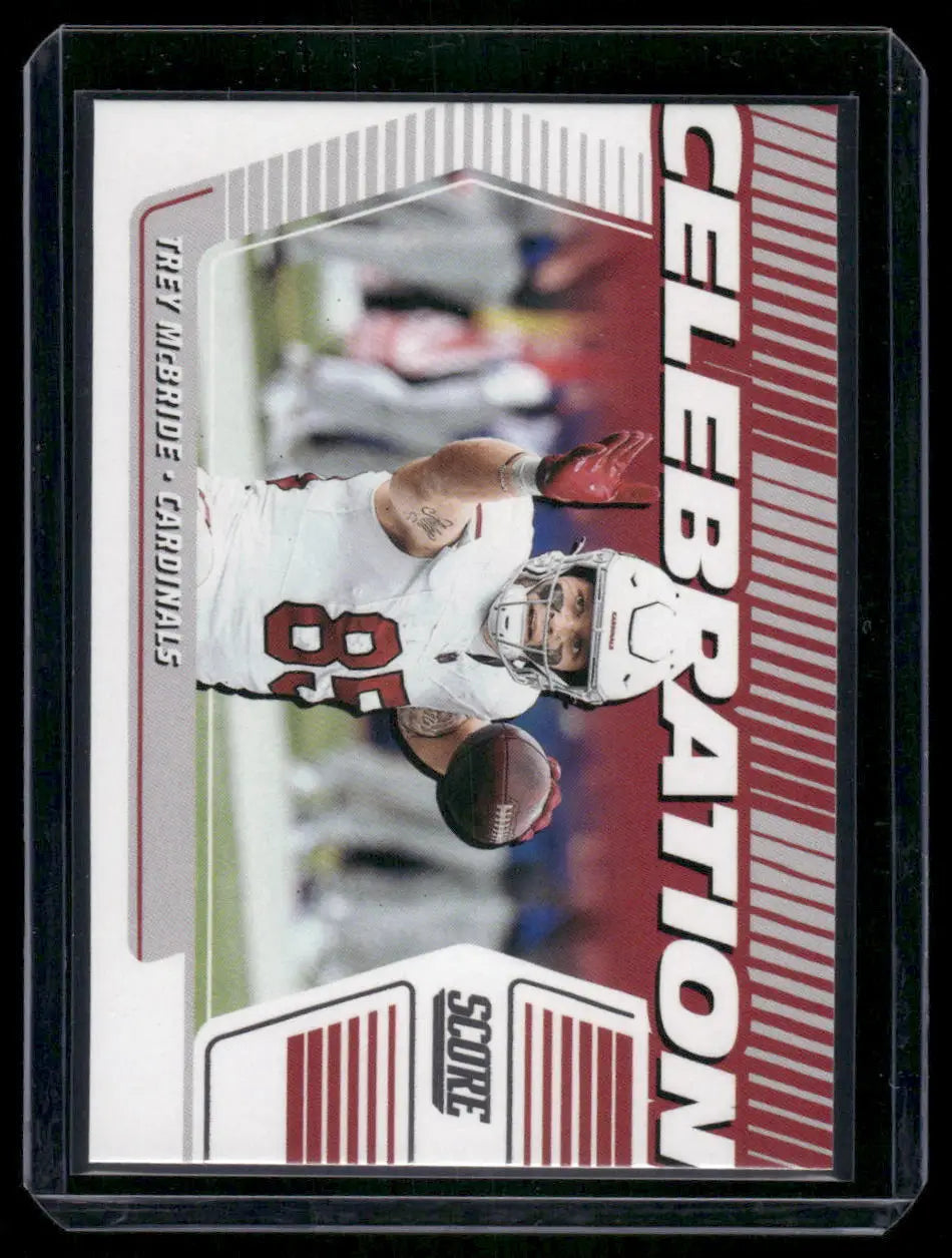 Football trading card featuring Trey McBride of the Cardinals from Panini Score Celebration