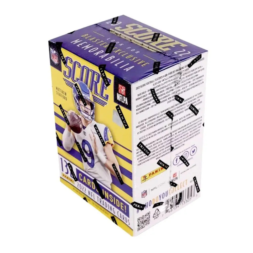 Sealed 2022 Panini Score Football NFL Draft trading cards box with 13 cards inside