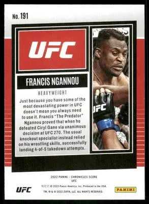 UFC Francis Ngannou trading card from 2022 Panini Score UFC series