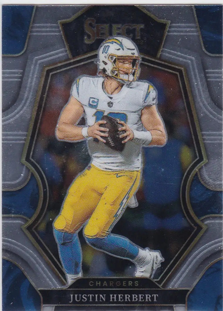 Panini Select NFL trading card of Justin Herbert Los Angeles Chargers player