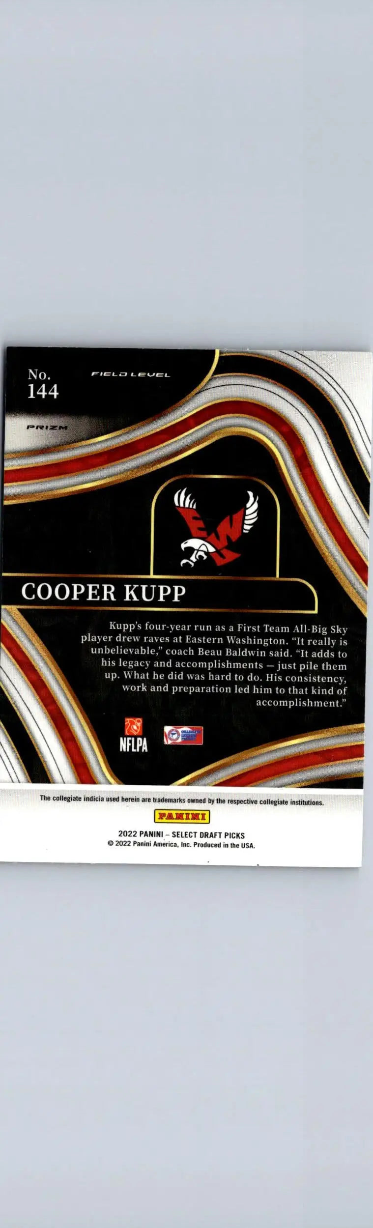 Cooper Kupp trading card from 2022 Panini Select Draft Picks Silver Prizm