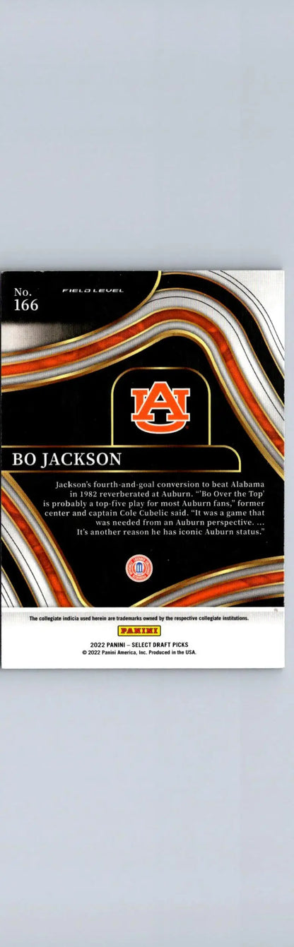 Bo Jackson Auburn football card from 2022 Panini Select Draft Picks series
