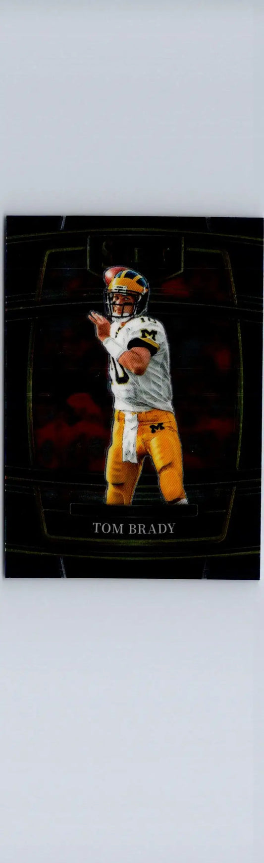 Tom Brady football trading card from Panini Select Draft Picks 2022 in dark design