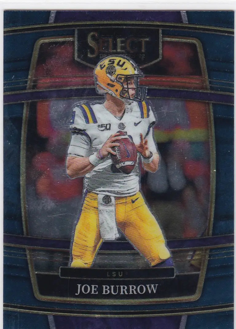 Joe Burrow football trading card from 2022 Panini Select Draft Picks LSU Tigers