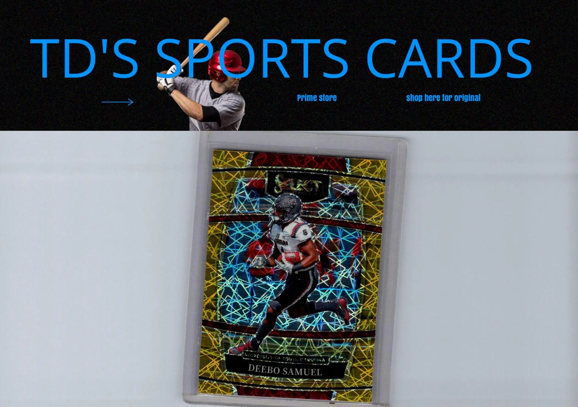 Sports trading card of Deebo Samuel from 2022 Panini Select Draft Picks Gold Lazer Prizm