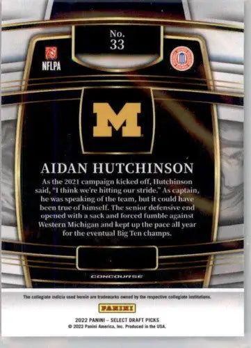 2022 Panini Select Draft Picks Blue #33 Aidan Hutchinson NM Near Mint C ID:66457 - Trading Cards