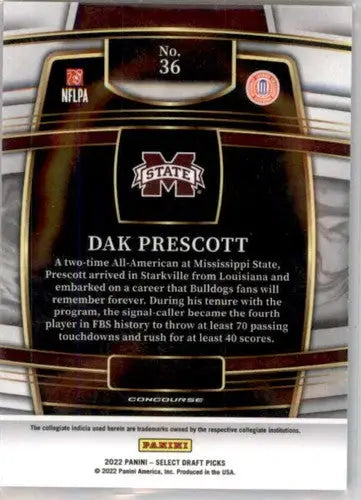 2022 Panini Select Draft Picks Blue #36 Dak Prescott NM Near Mint Conco ID:66459 - Trading Cards