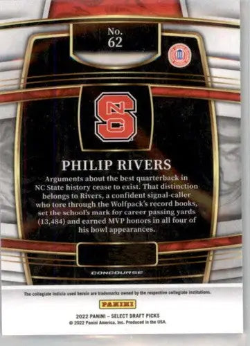 2022 Panini Select Draft Picks Blue #62 Philip Rivers NM Near Mint Conc ID:66475 - Trading Cards