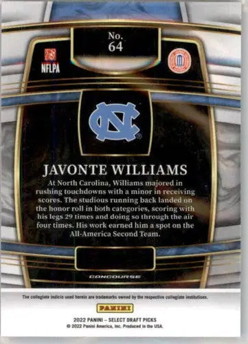 2022 Panini Select Draft Picks Blue #64 Javonte Williams NM Near Mint C ID:66476 - Trading Cards