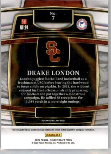 2022 Panini Select Draft Picks Blue #7 Drake London NM Near Mint Concou ID:66440 - Trading Cards