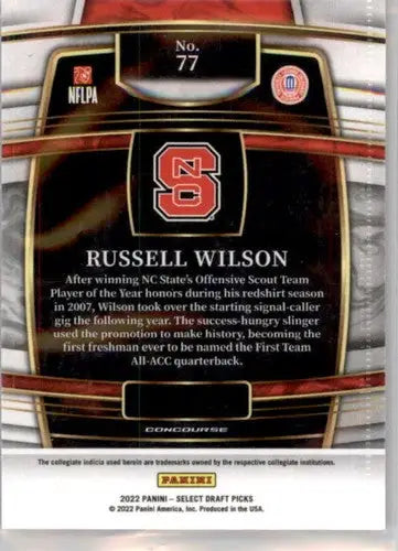 2022 Panini Select Draft Picks Blue #77 Russell Wilson NM Near Mint Con ID:66487 - Trading Cards