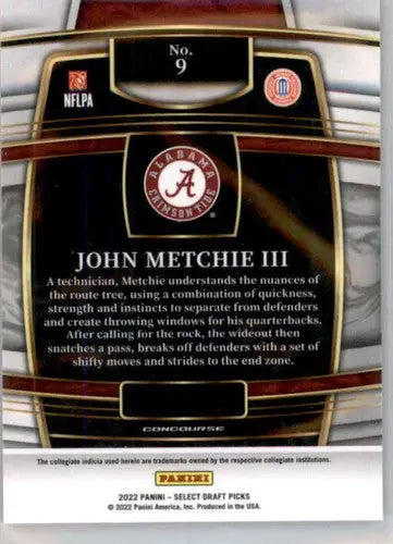 2022 Panini Select Draft Picks Blue #9 John Metchie III NM Near Mint Co ID:66442 - Trading Cards