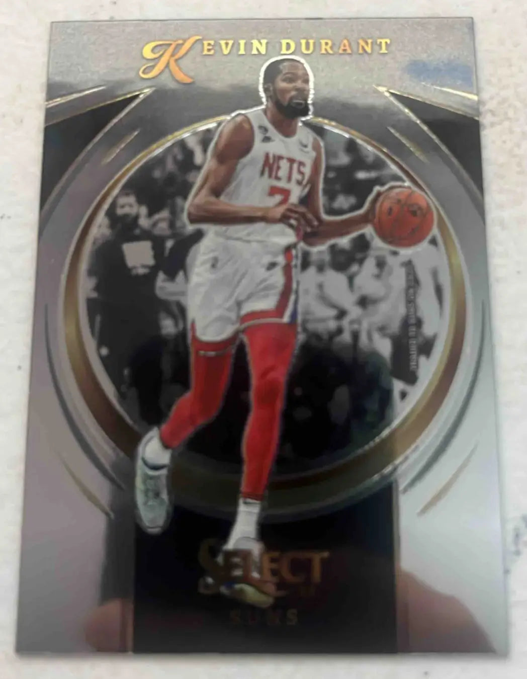 Kevin Durant basketball trading card from 2022 Panini Select Kevin Durant Certified Silver Prizms