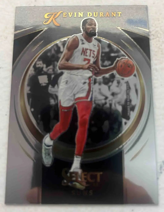 Kevin Durant basketball trading card from 2022 Panini Select Kevin Durant Certified Silver Prizms