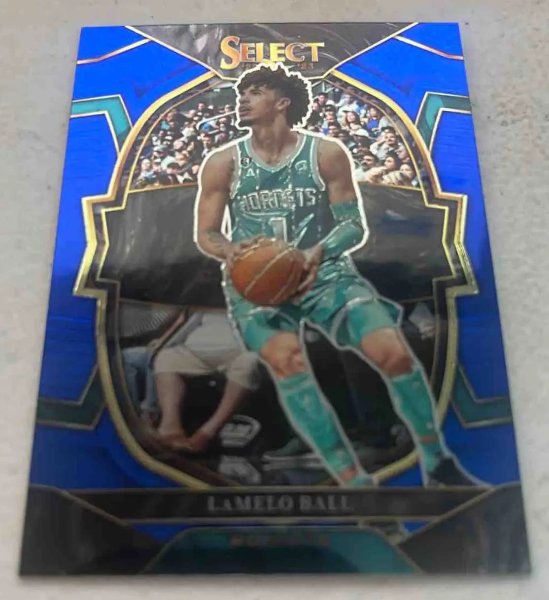 Panini Select LaMelo Ball Blue Prizms basketball card in 2022 Panini Select LaMelo collection