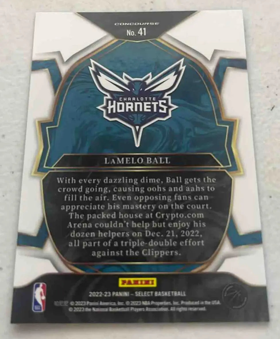 Panini Select LaMelo Ball blue Prizms basketball trading card featuring LaMelo Ball for Hornets