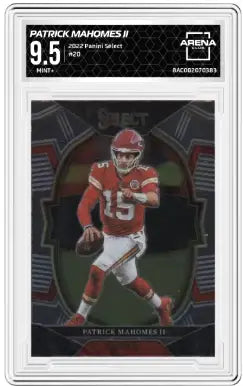 Graded Panini Select Patrick Mahomes II football card 9.5 from 2022 Arena Club