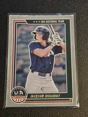 Jackson Holliday baseball card from 2022 Panini Stars & Stripes USA Baseball Longevity