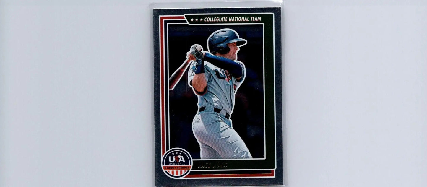 Baseball card of Jace Jung featured in 2022 Panini Stars & Stripes USA Baseball set