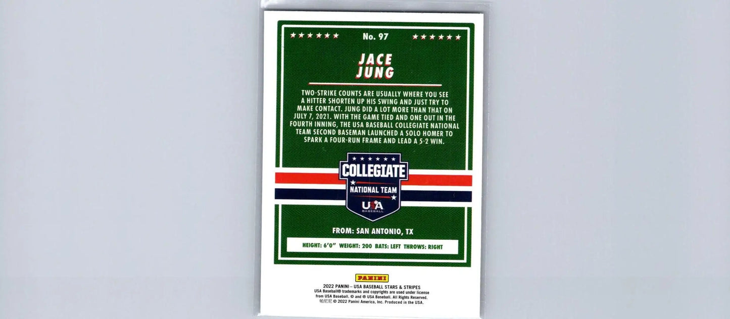 2022 Panini Stars & Stripes USA Baseball Jace Jung Base Longevity card #97