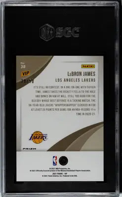 Graded LeBron James Los Angeles Lakers basketball trading card featuring Pink Camo Prizm design
