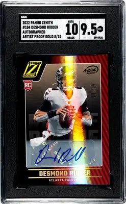 Graded Desmond Ridder autographed football rookie card from Panini Zenith Desmond series