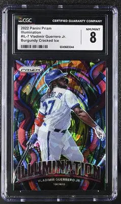 Graded 2022 Prizm Vladimir Guerrero Jr. baseball card Burgundy Crack Ice CGC 8